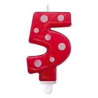 Candelina Pois Rossa Numero 5 8.5 cm