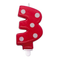 Candelina Pois Rossa Numero 3 8.5 cm