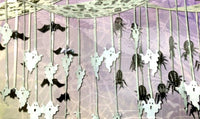 Festone Tendina Halloween Fantasmi e Pipistrelli 152 cm Bianco Nero
