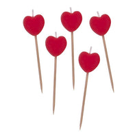 Candeline Piccole a Forma di Cuore (6pz) 7 cm Rosso