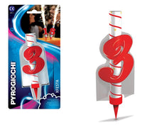 Candela Fontana Luminosa Numero Tre Bianco Rosso