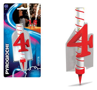 Candela Fontana Luminosa Numero Quattro Bianco Rosso