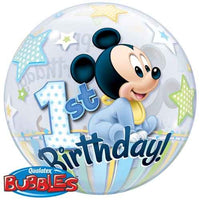Palloncino Bubble Mickey Mouse 1° Compleanno Mylar 56 cm Trasparente