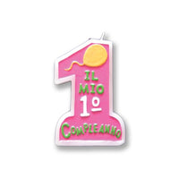 Candela 1° Compleanno Rosa 10 cm