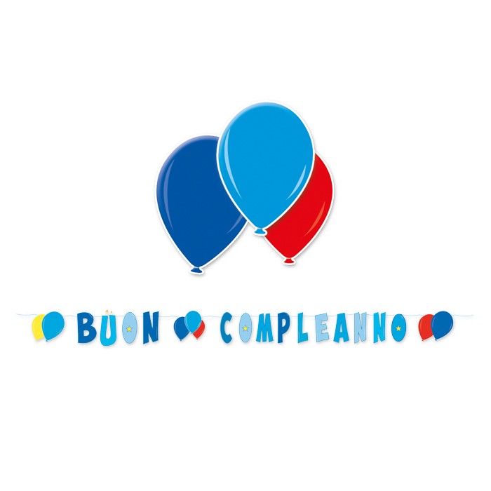 Festone Celeste Buon Compleanno Palloncini