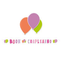 Festone Rosa Buon Compleanno Palloncini 25 cm