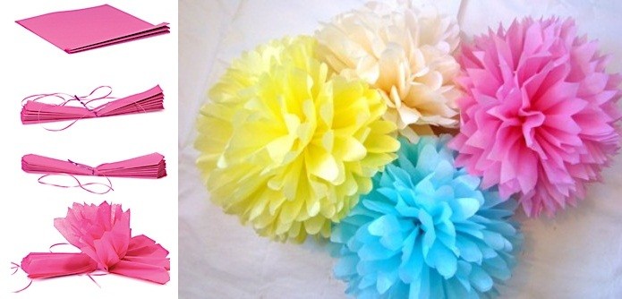 Pom Pom di Carta Colore Lilla