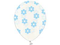 Palloncini 14" Trasparenti con Fiori Celesti Lattice 36 cm Trasparente