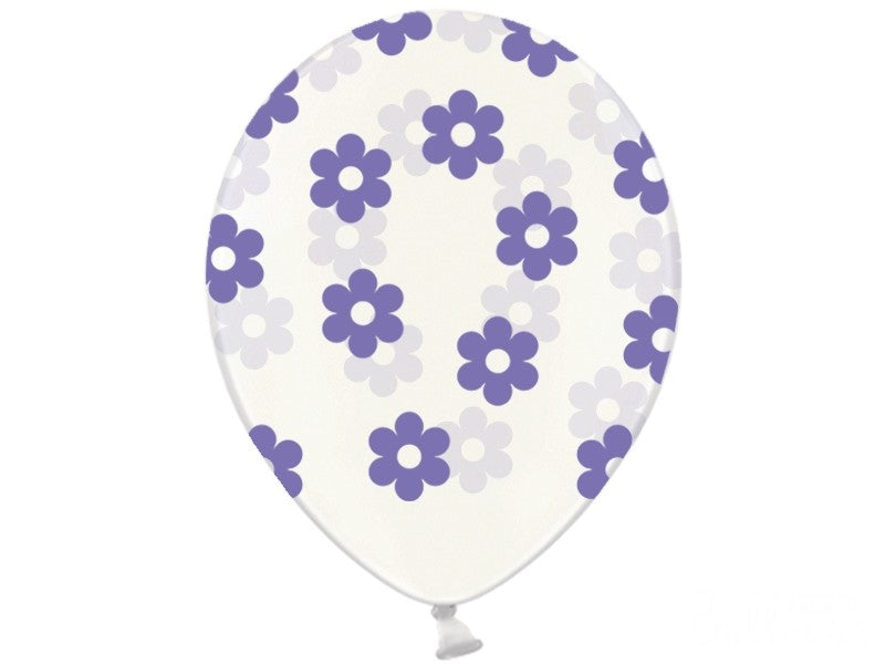 Palloncini 14" Trasparenti con Fiori Viola