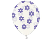 Palloncini 14" Trasparenti con Fiori Viola Lattice 36 cm