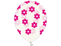 Palloncini 14" Trasparenti con Fiori Fucsia Lattice 36 cm