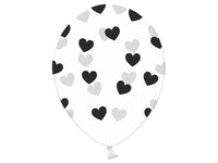 Palloncini 14" Trasparenti con Cuori Neri Lattice 36 cm Trasparente