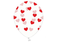 Palloncini 14" Trasparenti con Cuori Rossi Lattice 36 cm Trasparente