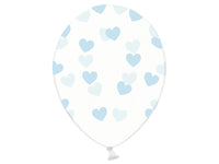 Palloncini 14" Trasparenti con Cuori Celesti Lattice 36 cm Trasparente
