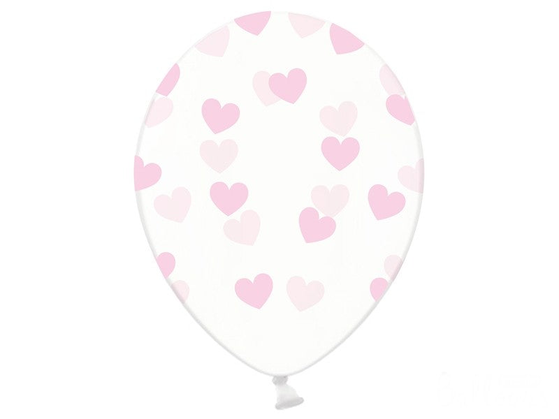 Palloncini 14" Trasparenti con Cuori Rosa