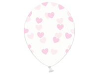 Palloncini 14" Trasparenti con Cuori Rosa Lattice 36 cm