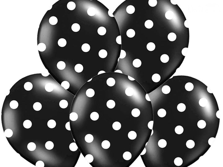 Palloncini 14" Neri a Pois Bianchi