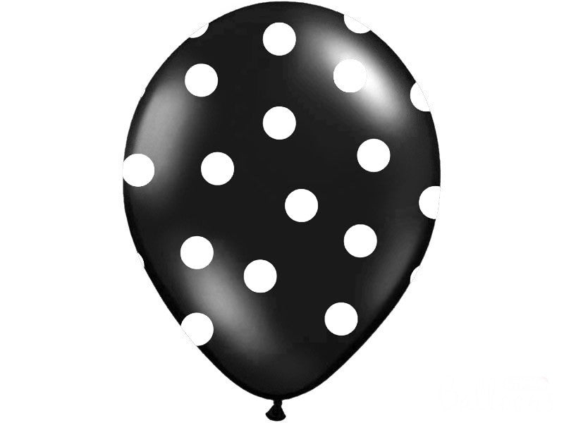 Palloncini 14" Neri a Pois Bianchi