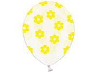 Palloncini 14" Trasparenti con Fiori Gialli Lattice 36 cm Trasparente