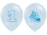 Palloncini 14" Celesti Scarpetta e Numero 1 Lattice 36 cm Celeste Rosa
