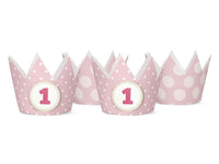 Coroncine Rosa Primo Compleanno Carta 10 cm