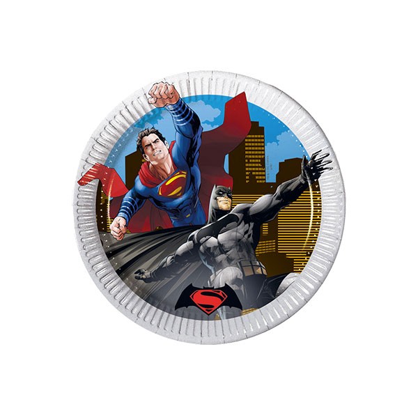 Piattini di Carta Batman e Superman 20 cm (8 pz)