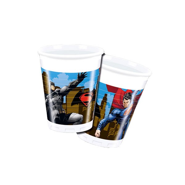 Bicchieri di Plastica Batman e Superman da 200 ml (8 pz)