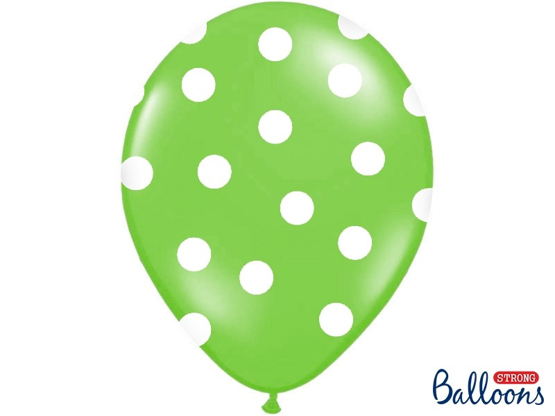 Palloncini 14" Verde Mela a Pois Bianchi