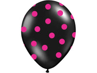 Palloncini 14" Neri a Pois Fucsia Lattice 36 cm