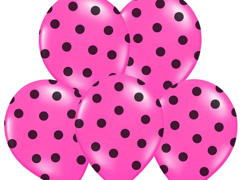 Palloncini 14" Fucsia a Pois Neri