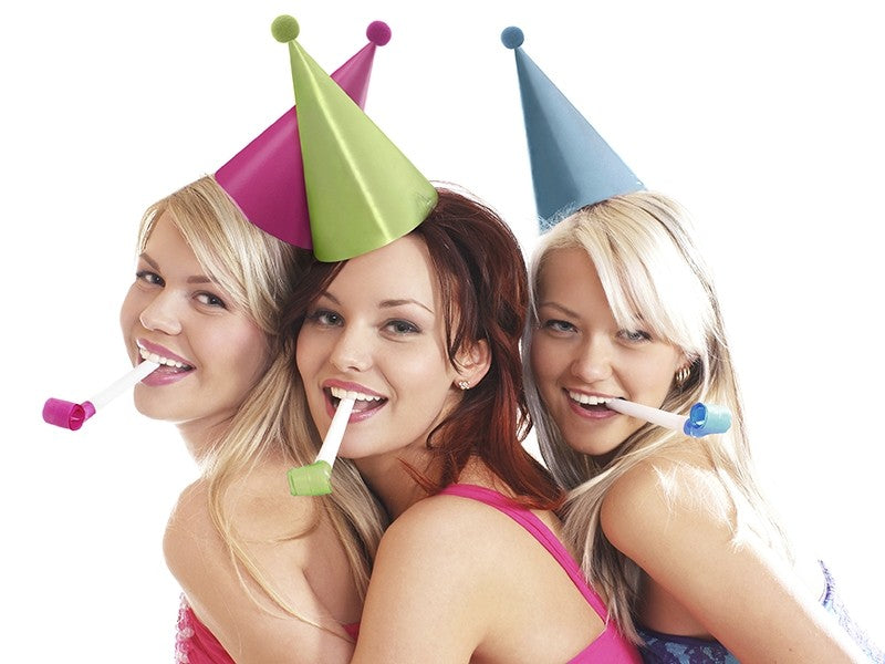 Cappelli di Carta Assortiti con Pompom (6 pz)