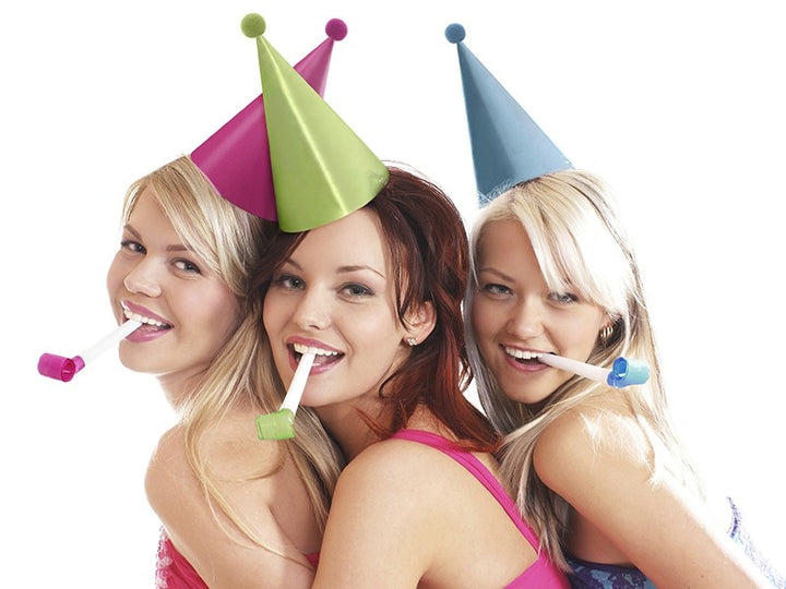 Cappelli di Carta Assortiti con Pompom (6 pz)