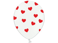Palloncini 14" con Cuori Rossi Lattice 36 cm Bianco