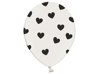 Palloncini 14" con Cuori Neri Lattice 36 cm Bianco