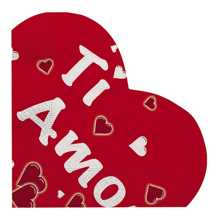 Tovaglioli Cuore Scritta Ti Amo (20 pz)