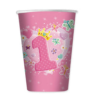 Bicchieri Rosa Primo Compleanno da 200 ml (10 pz) Cartoncino