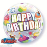 Palloncino Mylar Bubble Happy Birthday Cupcake da 22" 56 cm