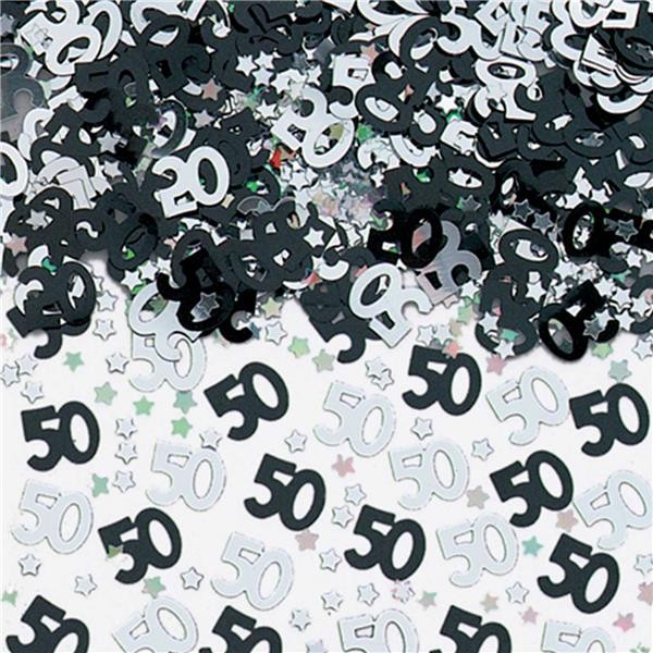 Confetti Decorativi Numero 50 Nero e Argento