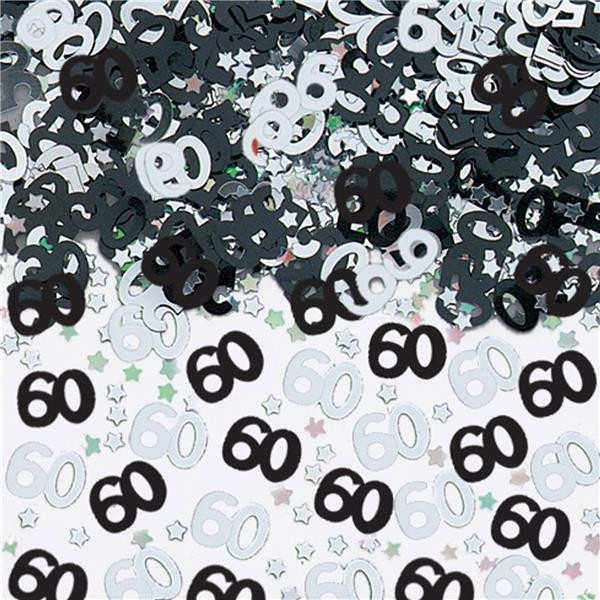 Confetti Decorativi Numero 60 Nero e Argento
