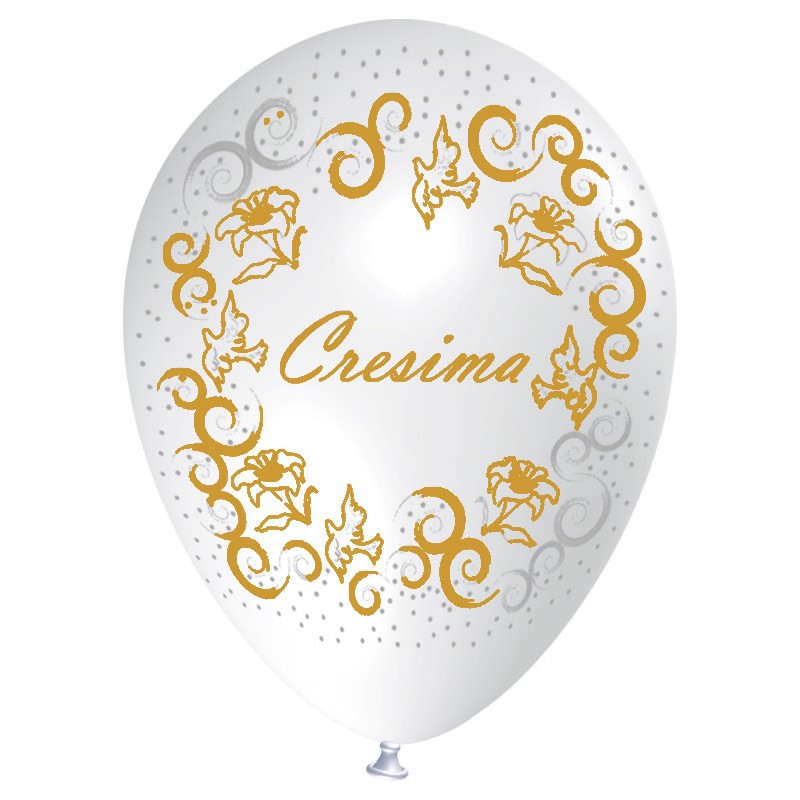 Palloncini in Lattice Cresima Bianchi Con Scritta Oro