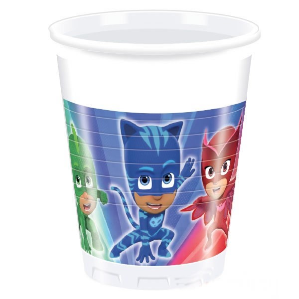 Bicchieri di Plastica Pj Masks - Super Pigiamini da 200 ml (8 pz)