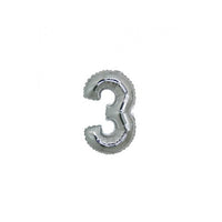 Micro Palloncino Numero 3 (17 cm - 5pz) Mylar Argento