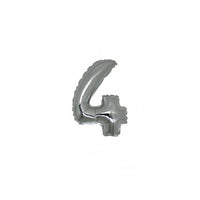 Micro Palloncino Numero 4 (17 cm - 5pz) Mylar Argento