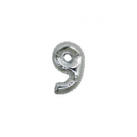Micro Palloncino Numero 9 (17 cm - 5pz) Mylar Argento