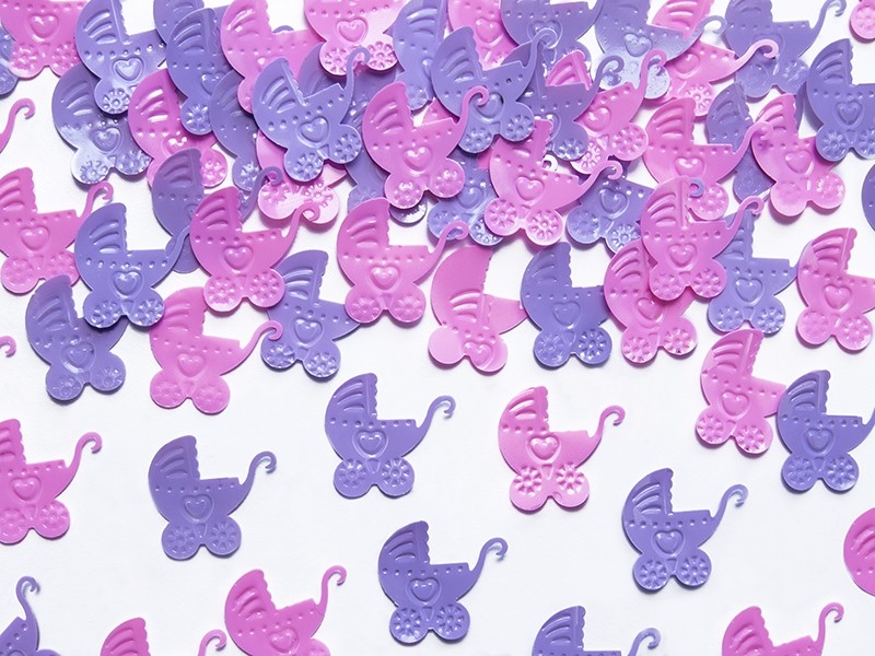 Confetti Decorativi Carrozzina Rosa e Lilla