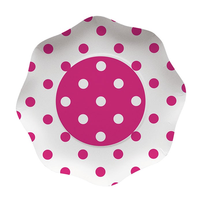 Piatti a Pois Fucsia 23 cm (10 pz)