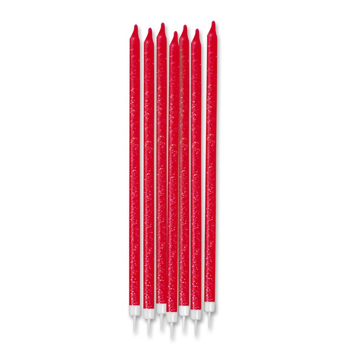 Candeline Matita Rosse Glitter (12 pz)