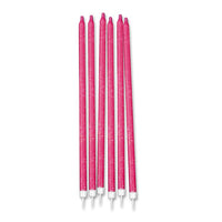 Candeline Matita Fucsia Glitter (12 pz) 15 cm