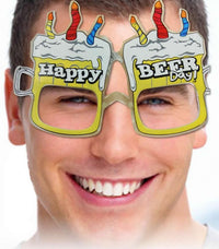 Occhiali Happy Beer Day Plastica 13 cm Giallo Trasparente