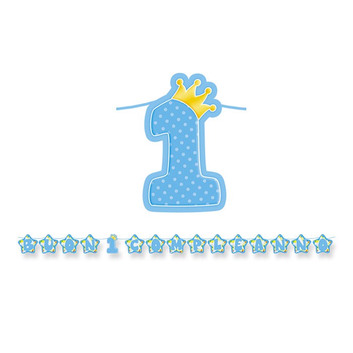 Festone Celeste Buon Primo Compleanno